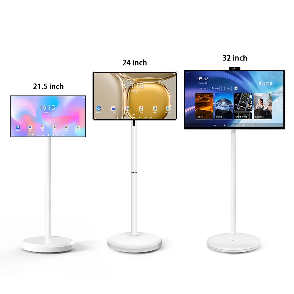 Black and White 21.5/24/32 Inch 128GB Smart Display Battery-Power Android Portable TV In-cell Touch Screen Gym Gaming Live Room