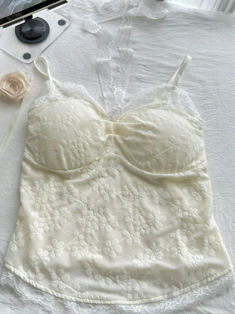 2025 Japanese Cute Pink Sweet 3 Piece Set Women Lace Smock+Slip Halter Vest+Elastic Waist Cake Skirt Casual Original Design Suit