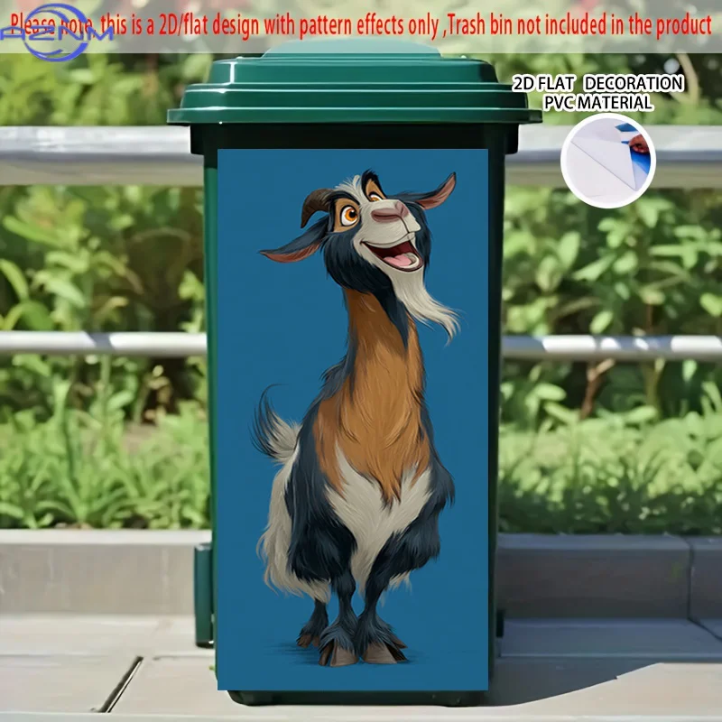 [2D Flat Printing] 1pc 2D Pattern Printing Kitchen Trash Can Sticker X Cm Open-Minded And Lively Goat Theme Kitchen Home Decor