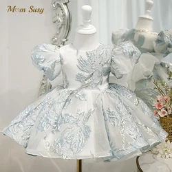 Baby Girl Princess Tutu Dress Infant Toddler Child Short Puff Sleeve Flower Vintage Bow Vestido Party Pageant Birthday 1-14Y