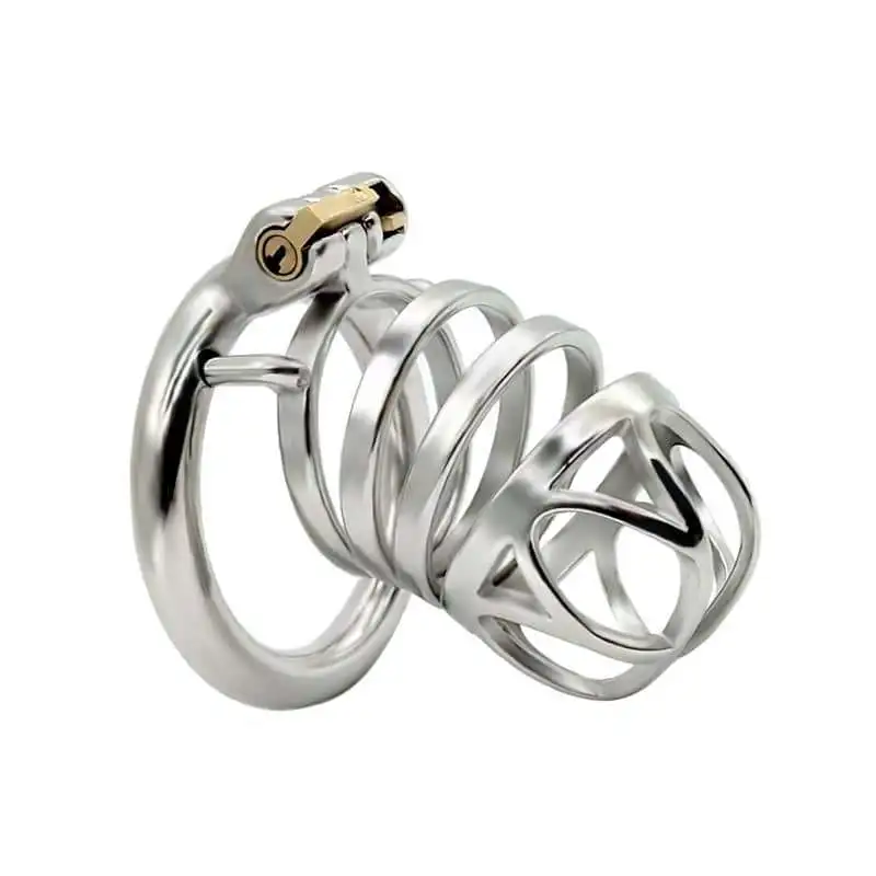 Letter B Head Symmetrical Men's Metal Chastity Lock CB Lock Birdcage Penis Lock Fake Mother SM Sex Toys
