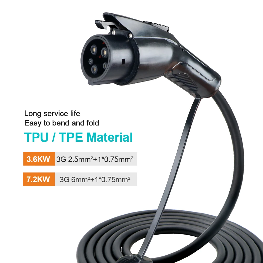 SAEJ1772 Carregador EV portátil 16A 3.6KW Tipo 1 IEC 62196-2 Tipo 2 Wallbox Corrente ajustável para carregamento de carro de veículo elétrico