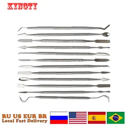 Espátula de metal aço inoxidável para faca de cera kit ferramentas escultura lâmina faca dental esculpir cerâmica argila escultura modelagem jóias