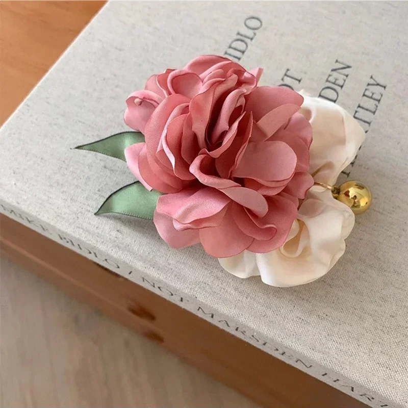 Vintage Big Intestine Hair Ring Flower Korea Female Mori Xian Meigan Rose Elastic Rubber Band Hair Accessories Headband