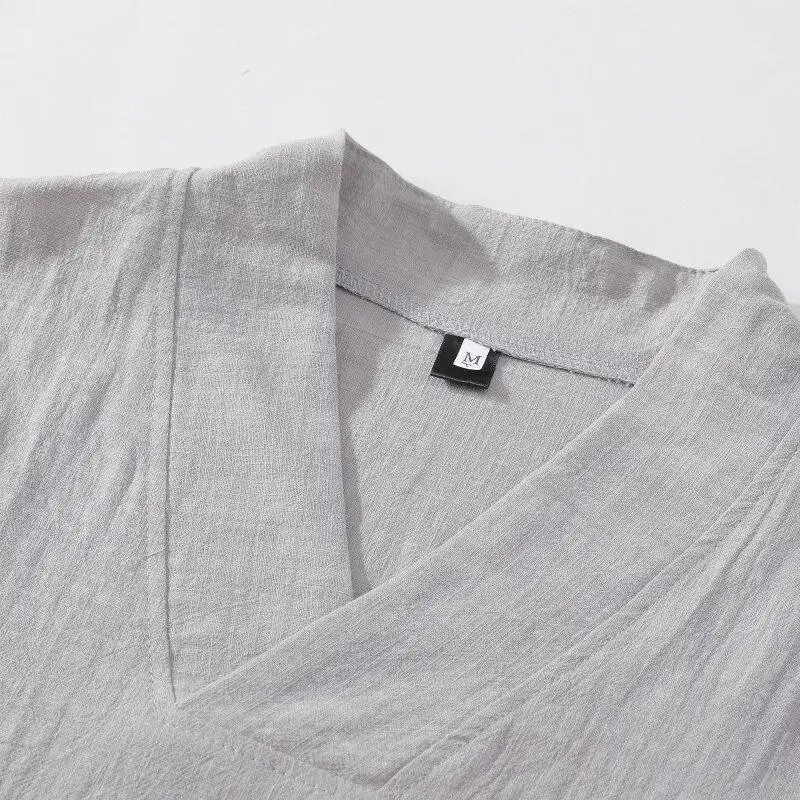 2026 Unisex Baumwoll-Leinen Hanfu Zweiteiliges Set im Buddha-Stil mit 3/4-Ärmeln, lockeres Yoga-, Meditations- und Teezeremonie-Outfit für Zuhause und Freizeit – Detail 11