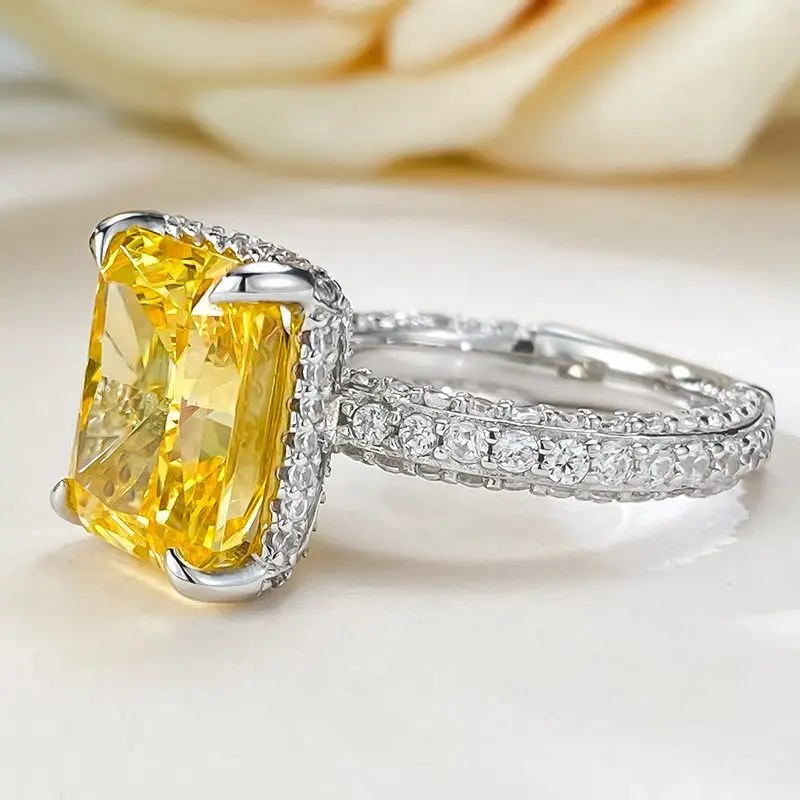 

S925 Silver High Carbon Diamond Ring Women's Cross-Border ular Faion Jewelry Ring Ele Fre Outing