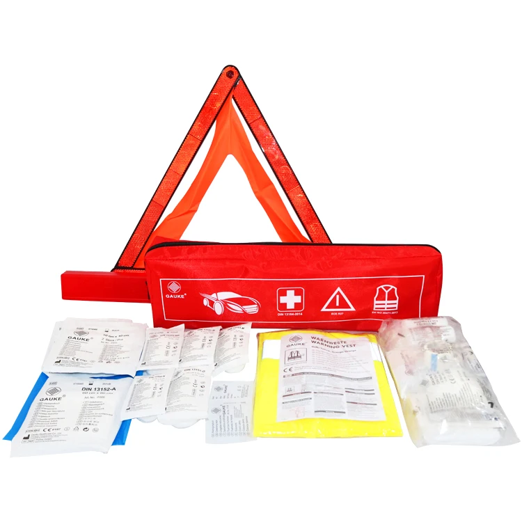 Car Automobile Travelling First Aid Kit Roadside Kit With Triangle Warning 3 In 1 DIN13164