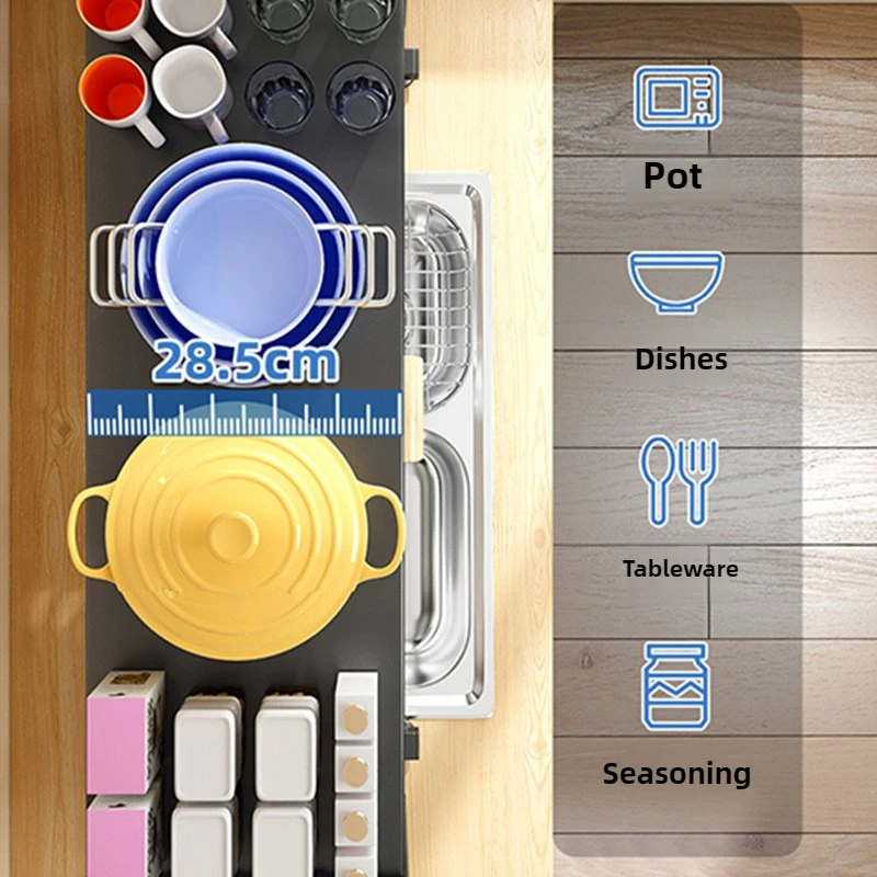 Thickened Sink Storage Rack Adjustable Dustproof Dish Shelf Stable Kitchen Organizer  Multi-Purpose Draining Rack