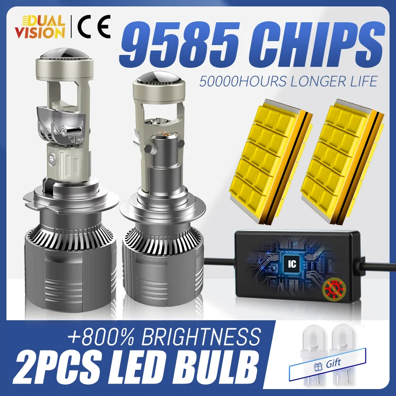 

H7 H4 H11 Двойные светодиодные фары Мини - линза H8 H9 HB3 9005 HB4 9006 30PCS 9585 CSP STG Светодиодные лампы Canbus