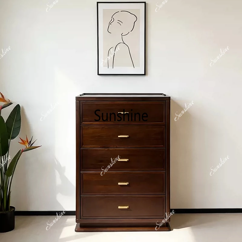 

New Chinese-style solid wood chest cabinet living room home modern simple storage cabinet
