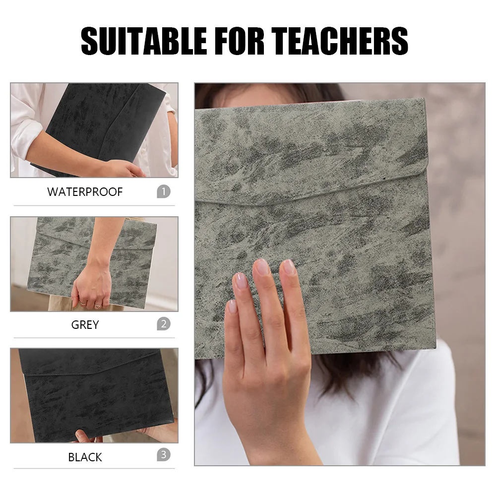 

2pcs Business File Bag Documents Storage Portable Imitation Button Design Office Organizer Folders Receipts Checks