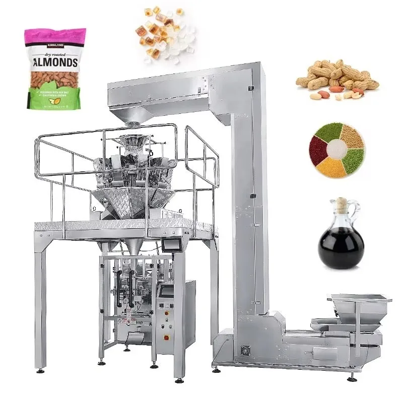 Custom Ten Head Weighing Doypack Machine Fully Automatic Granule Filling Sealing Zipper Bag Packaging for Coffee Beans