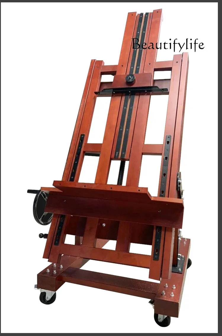 

Art student floor easel flat dual-purpose double hand crank multi-functional floor solid wood professional easel