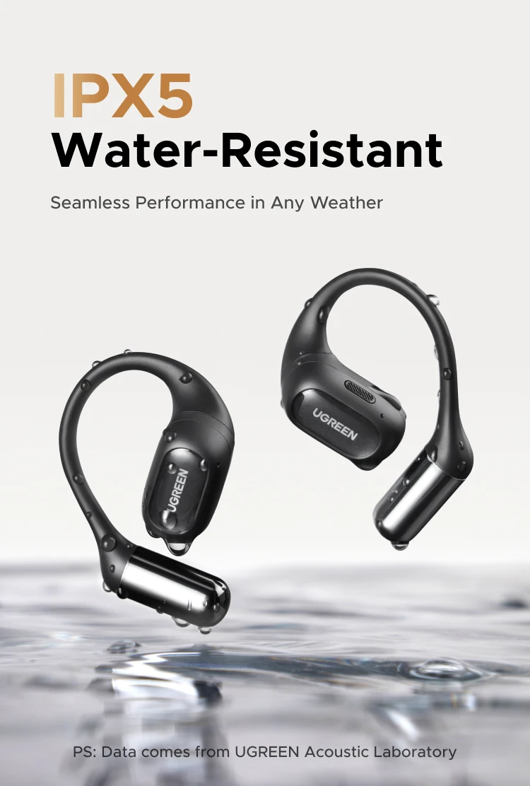 UGREEN FitBuds Open-Ear Headphones Earphones, Ear-hook TWS True-Wireless Bluetooth 6.0 Wireless Earbuds, Spatial Audio, 30H Play