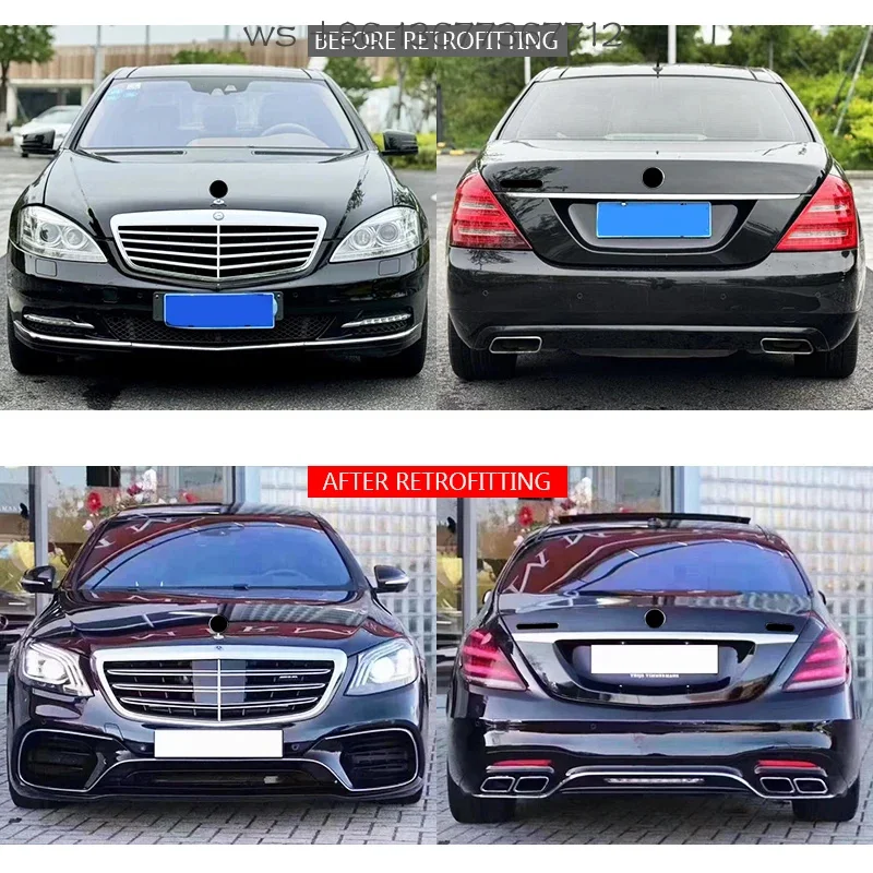 

Factory hot salesW221 2006-2013 Upgrade to W222 S63 Cut Version Front Bumper and Rear Bumper Body Kit Suitability for M-bz S-Cla