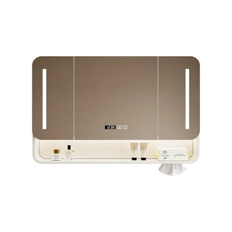 Smart LED Bathroom Mirror Cabinet Wall Mounted Storage Vanity with Light Integrated Locker for Modern Home Decor Space Saving