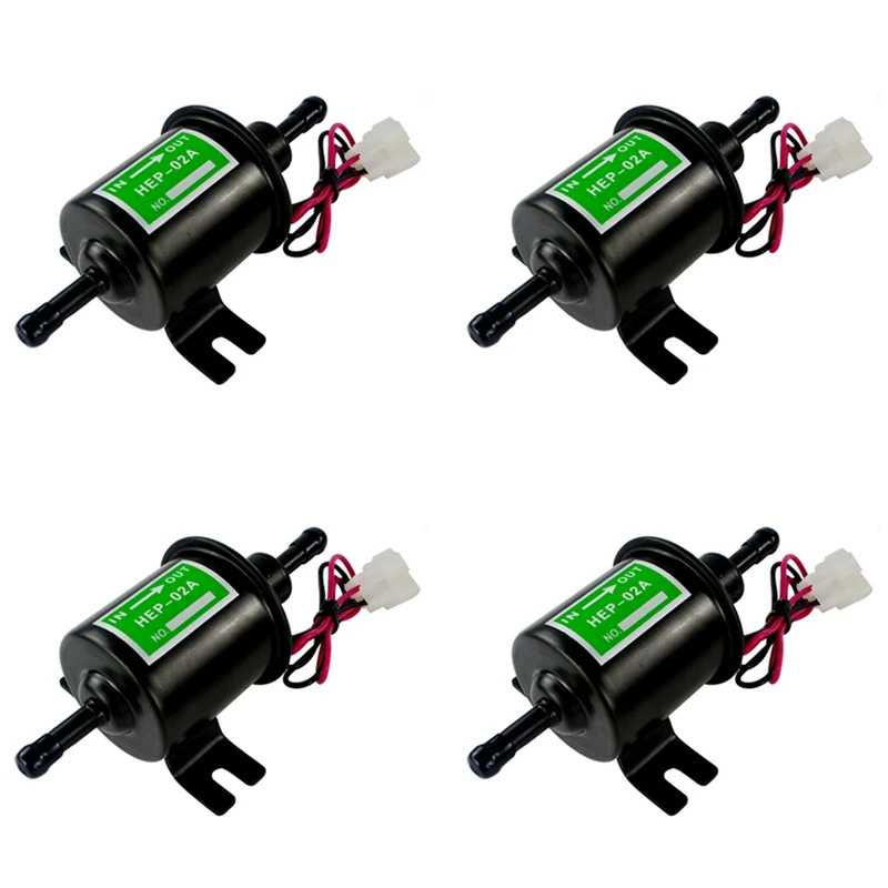 

4X Universal 12V Electric Fuel Pump Metal Solid Petrol Inline Fuel Pump Gasoline Transfer Pump 12 Volts HEP-02A