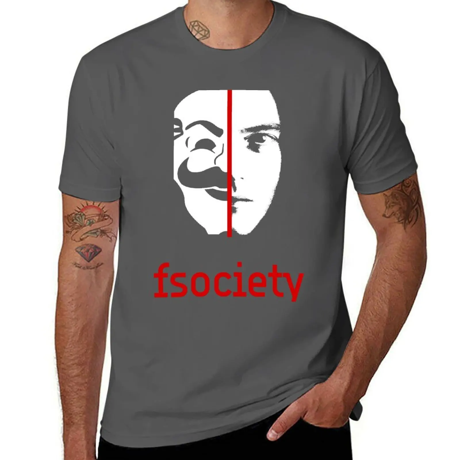 

The Are We (red) fsociety T-Shirt Big and Tall Basic Tee Shirt