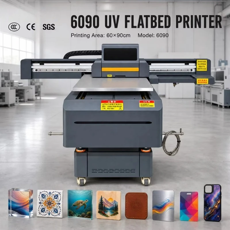 6090 UV Inkjet Flatbed Printer 6090 UV Printer for Glass Metal Acrylic Copper Sheet Printing Machine with CCD Camera Visual