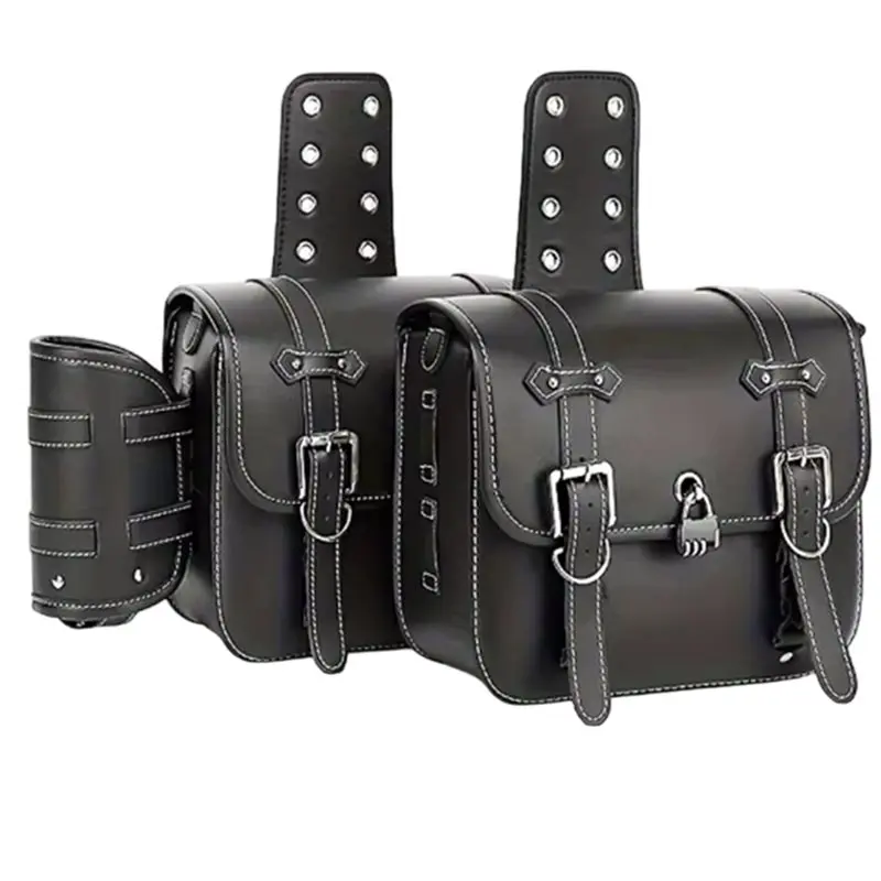 

AS57-Motorcycle Black Universal Saddlebag Large Capacity Side Bags Storage Tool For Sportster 883 Honda