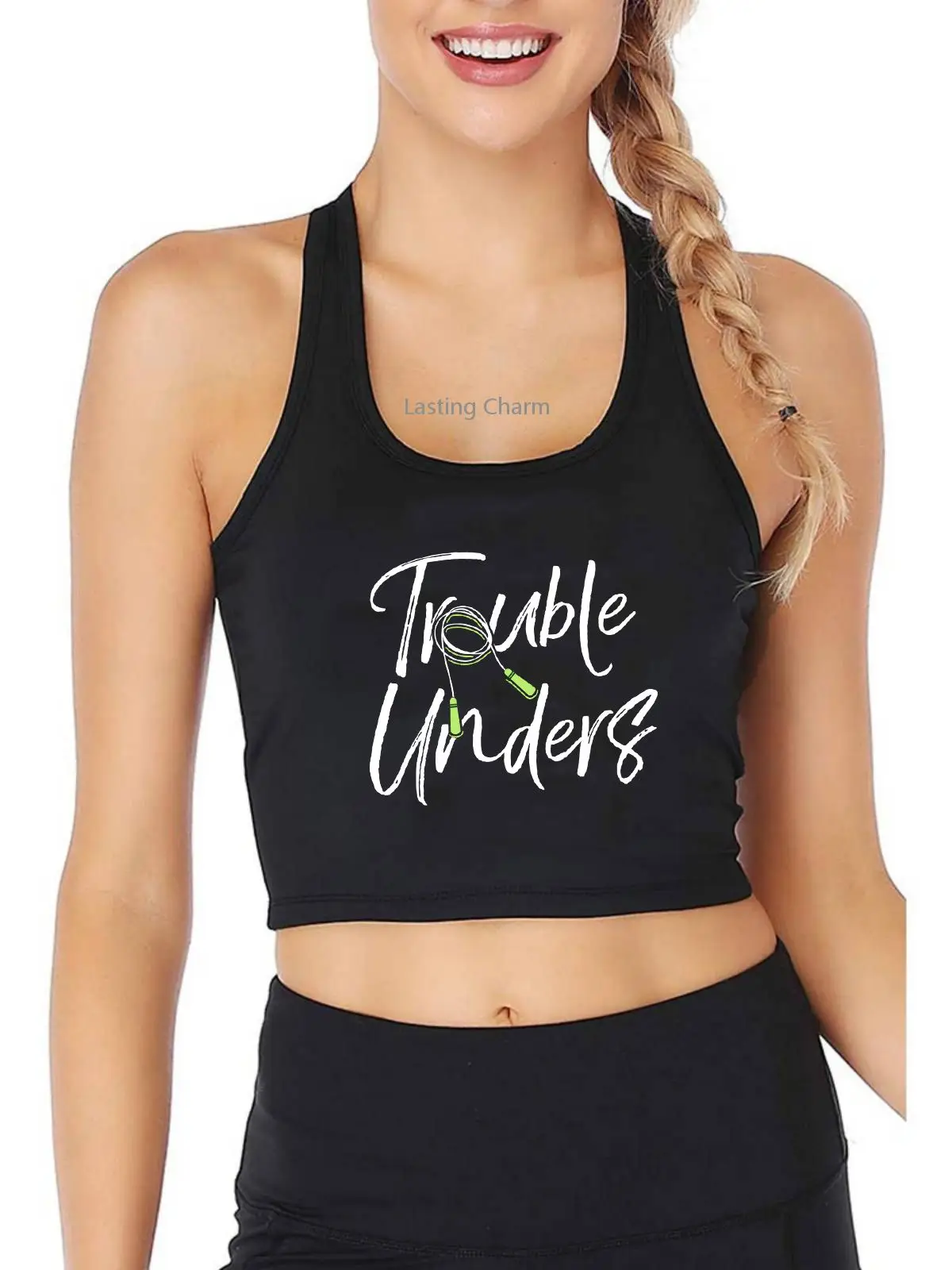 Trouble Unders Crossfit Breathable Slim Fit Tank Top Women's Yoga Sports Workout Crop Tops Gym Training Vest