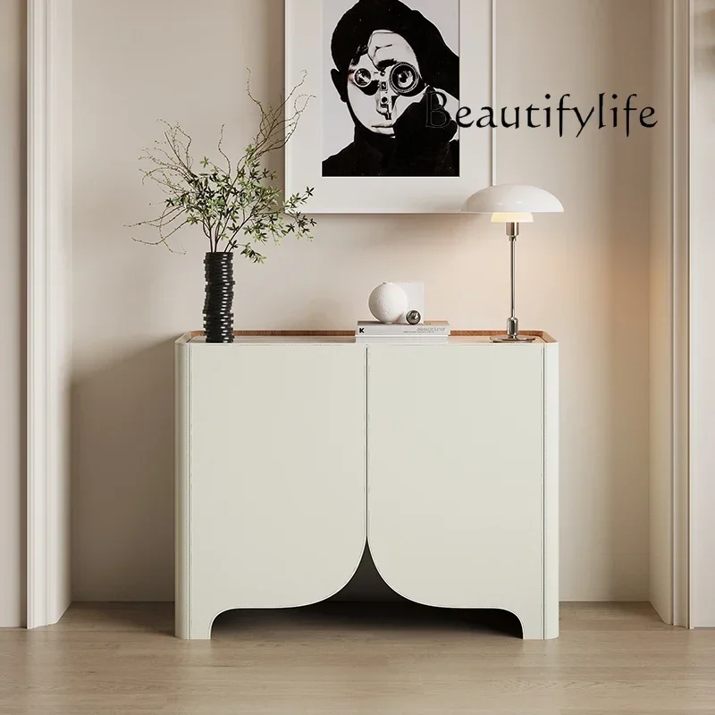 J X High-end Entrance Cabinet Light Luxury Modern Rock Slab Dining Side Cabinet French Minimalist Living Room Decorative Cabinet