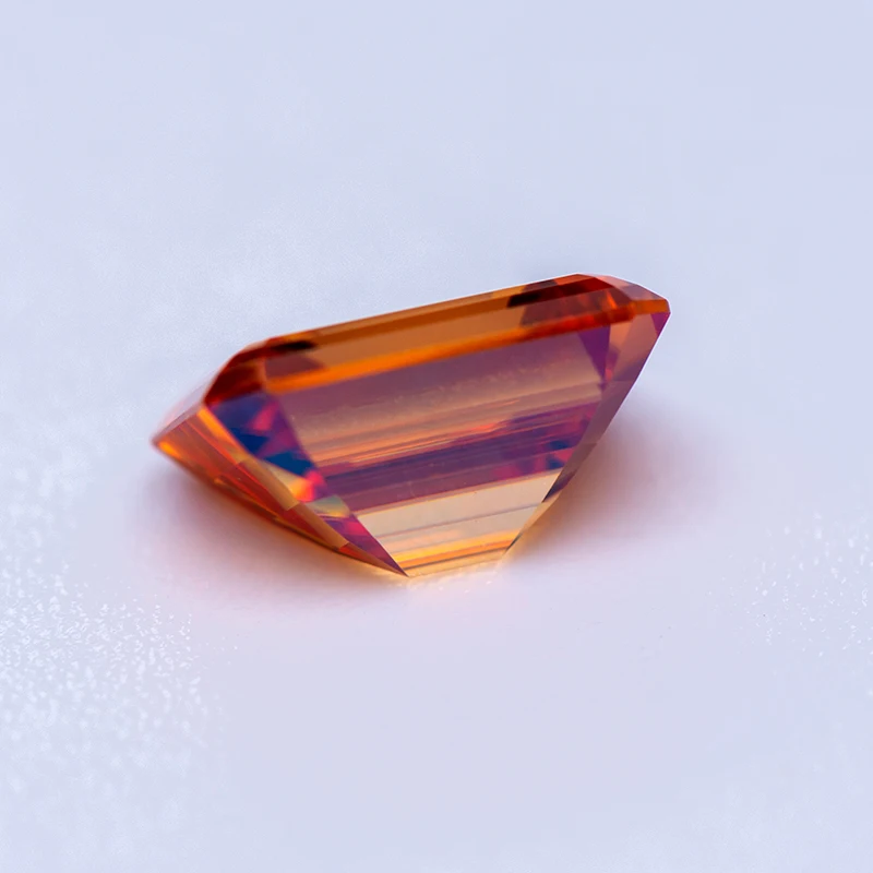 Pedra moissanite corte esmeralda cor laranja pedra preciosa com certificado passar testador de diamante para fazer jóias