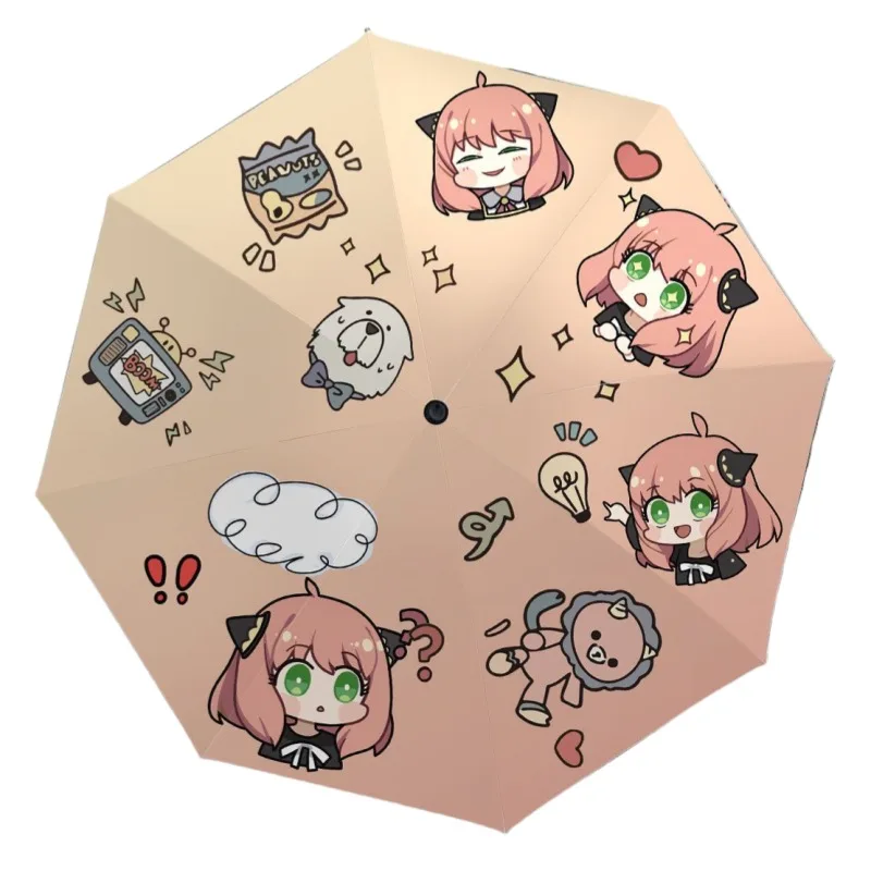 SPY×FAMILY Anya Forger Anime Tweedimensionale Cartoon Opvouwbare Paraplu Creatieve Kawaii Zonnebrandcrème Schaduw Paraplu voor Regen of Glans