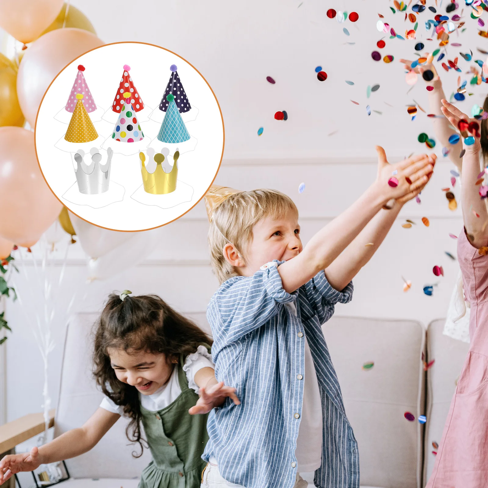

33PCS Birthday Party Hats Decor Paper Cone Hats Crown Hat Festival Party Hat Decor Cartoon Birthday Party Creative Birthday Part