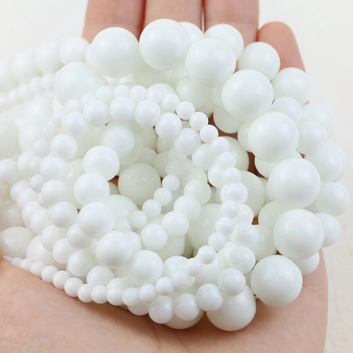 Natural Smooth Ceramic White Stone 4/6/8/10/12mm Loose Spacer Round Beads For Jewelry DIY Handmade Bracelet Earrings Accessories