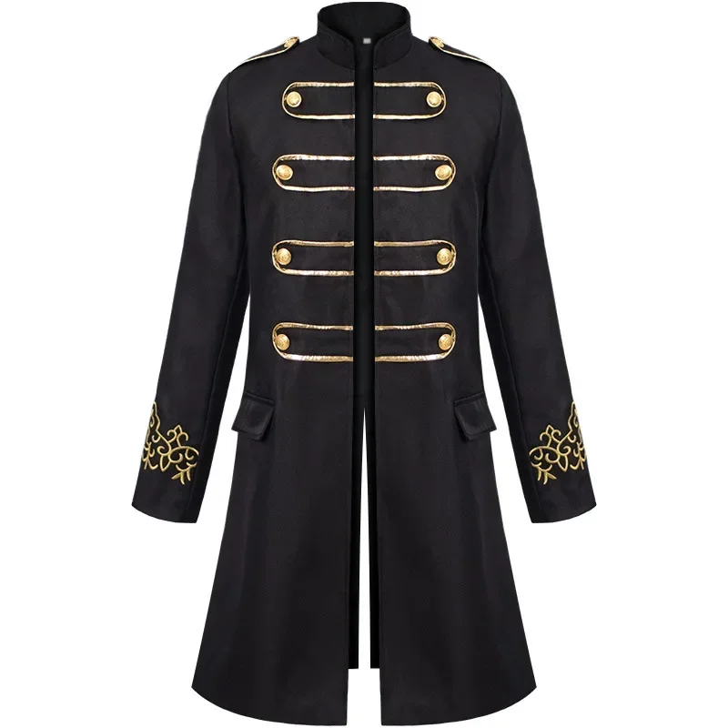 Halloween Adult Medieval Steampunk Embroidered Men's Long Coat