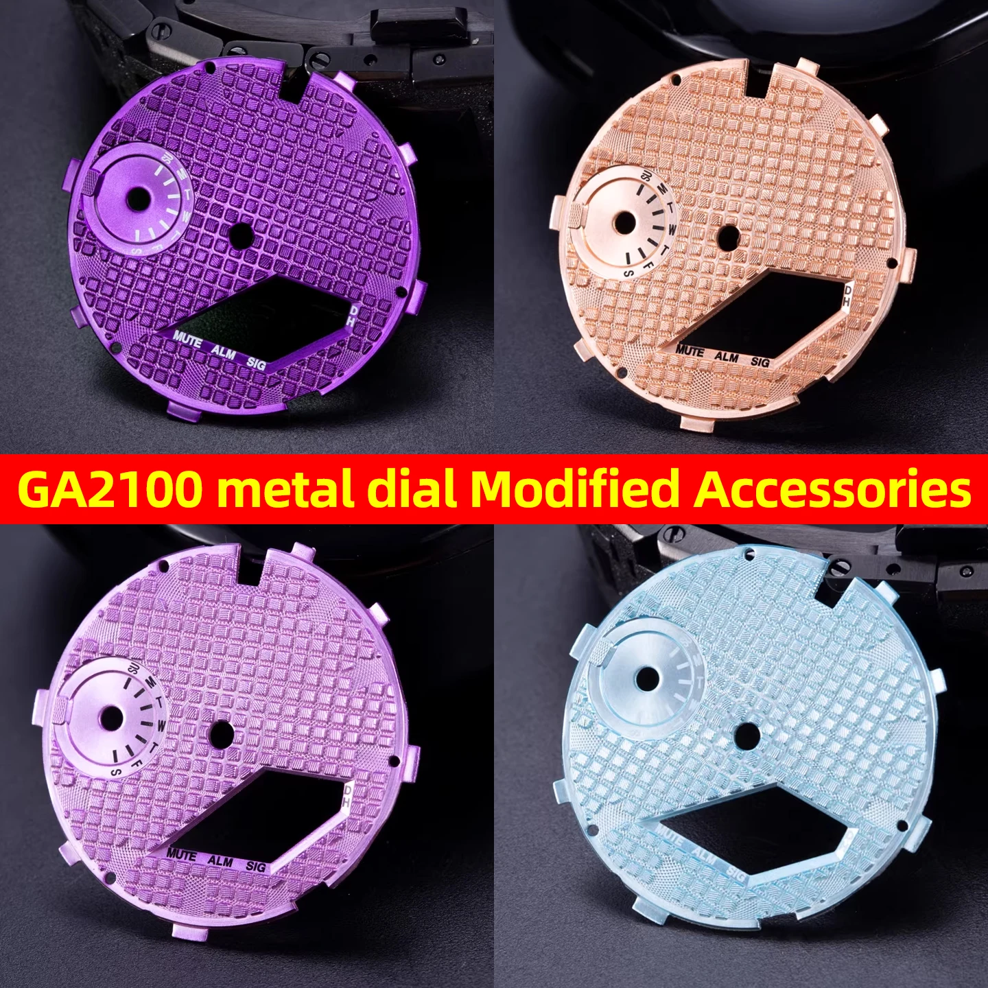 GA2100 dial Mod kit for G-SHOCK Casioak GA-2100 GA-2110  DIY surface metal dial scale Waffle Face dial Modified Accessories
