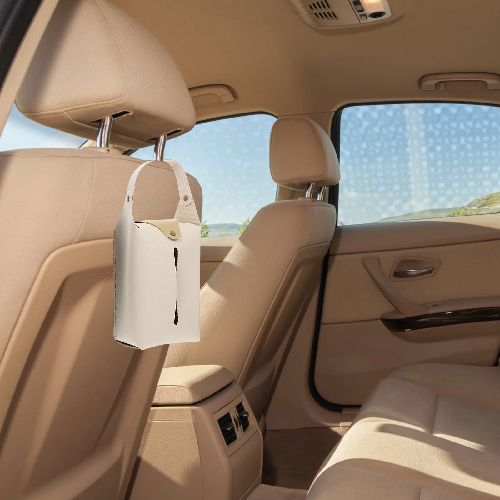 

2pcs Paper Bags Premium Pu Napkin Boxes Compact Tissue Holder For Car Home Office Decorative Tissue Storage Pouch