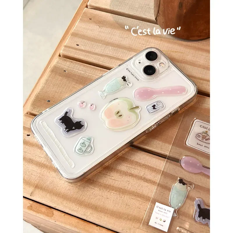 New Original Illustration Drops Glue Stickers,cute Cartoon 3d DIY Handbook Mobile Phone Case Computer Sticker,Decorative Sticker