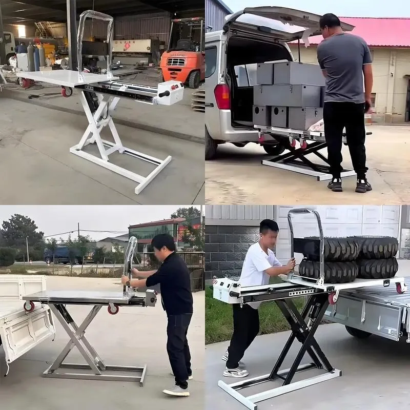 Portable Electric Hydraulic Lifting Table Scissor Platform Trolley Self-loading Trolley Shopping OEM Material Handling