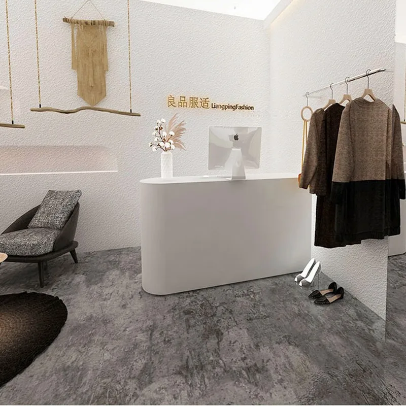 Mostradores de caja para tienda de ropa, contadores de caja de peluquería de belleza simples en forma de arco, muebles de recepción de empresa JT40C