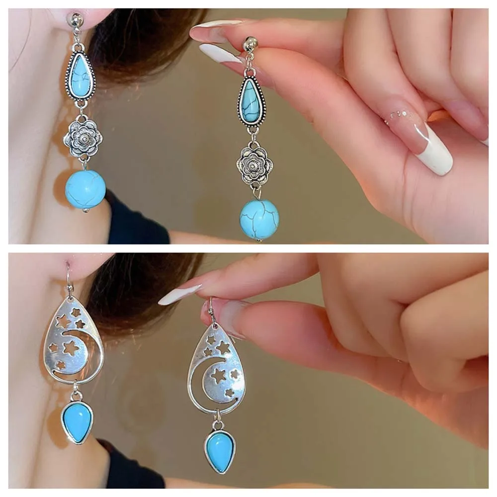 Water Droplet Shape Western Country Earrings Jewelry accessories Fashion Ornament Turquoise Earrings Exquisite Streetwear