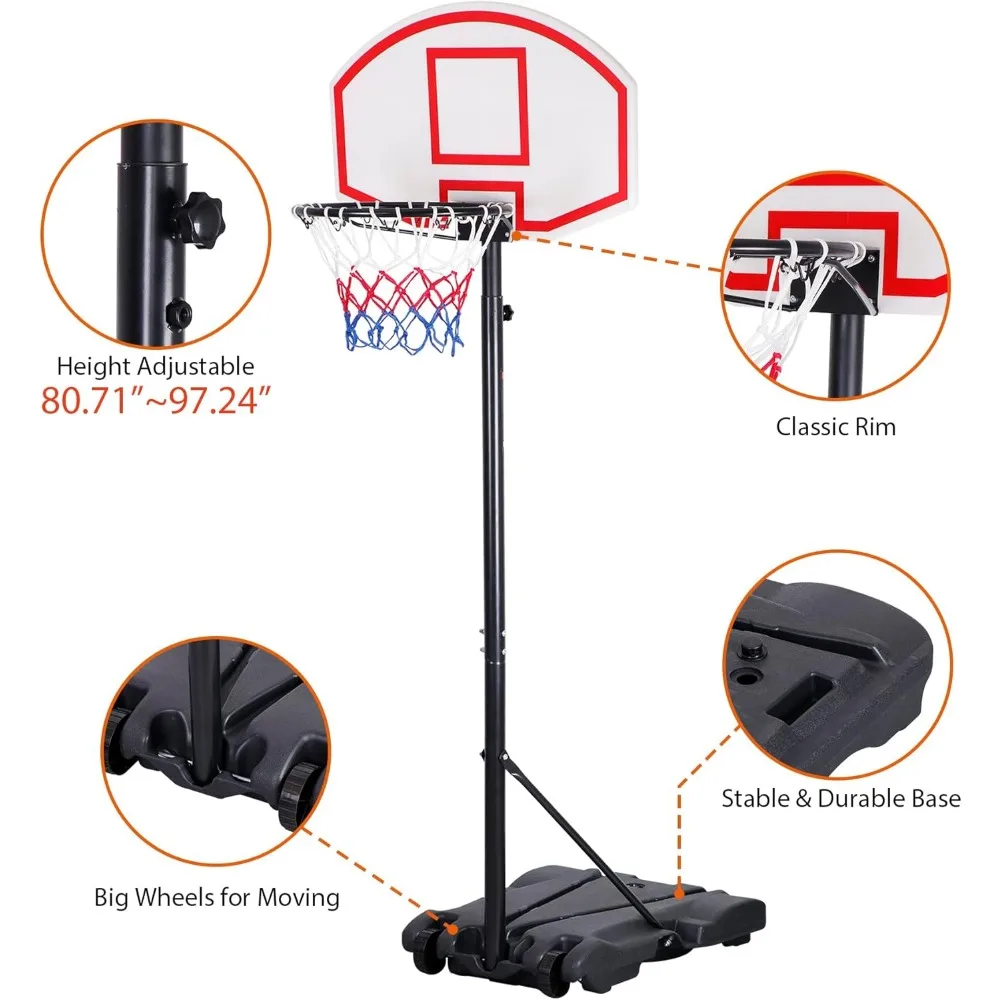 Aro de baloncesto portátil para interiores con altura ajustable para niños y adolescentes - Portería con sistema de soporte de baloncesto junior