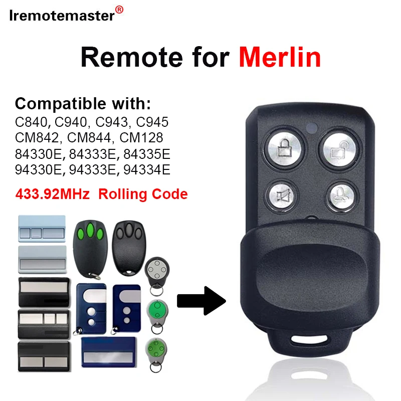 

Replacement Merlin+ C945 CM842 C940 C943 Liftmaster 84335E 84335EML 94335E 94335EML 433MHz Garage Remote Control