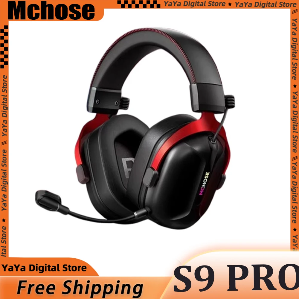 Mchose S9 Pro Wireless Headphone Tri Mode Low Delay Aluminium Alloy Gaming Headset Ai Noise Reduction Rgb Long Standby Eq Gamer