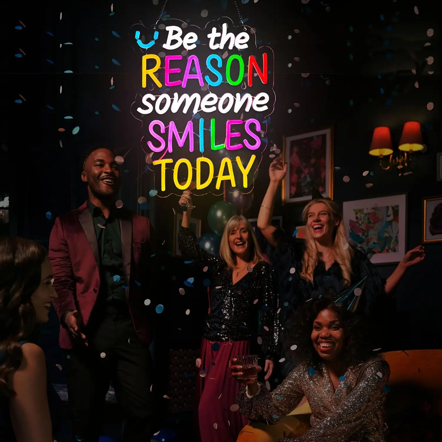 Be The Reason Someone Smiles Today LED Neon Sign USB Powered Neon Light,Gaming Room Bedroom Cafe Party Decoration Christmas Gift