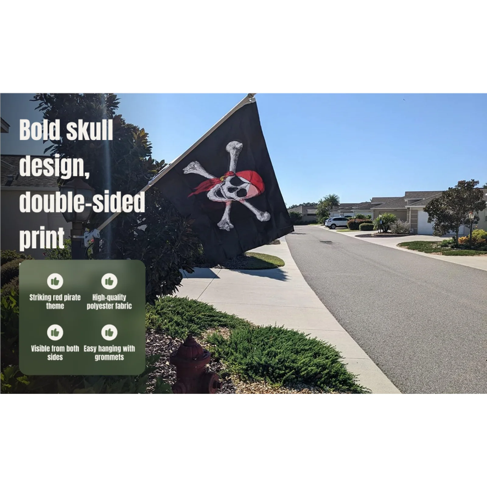Pirate Skull Red Bandana Flag Large Polyester Flying Banner 60x90cm for Home Party Decor