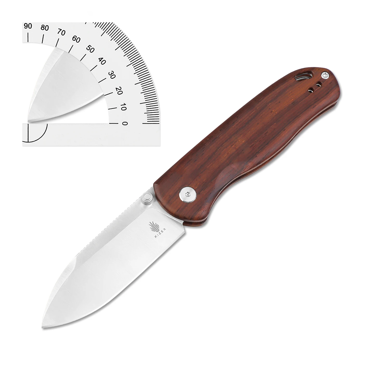 Kizer Pocket Knife Drop Bear V3619A6 Wood Handle With Nitro-V Steel Blade  Small Lightweight EDC Camping Multi Tool knife