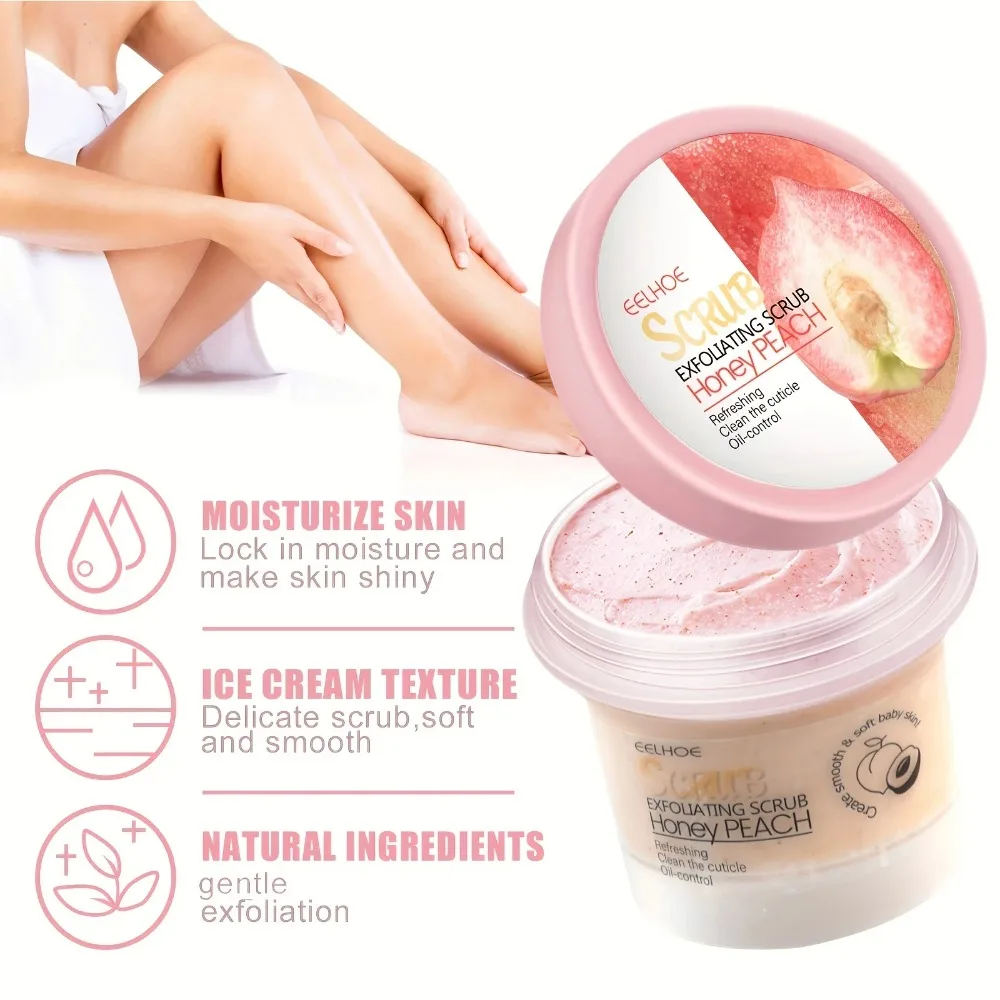 For foot and body Honey Peach Scrub Cream Deeply Cleansing, Physical Exfoliabtion Through Granules Skin For Soft And Tender Skin
