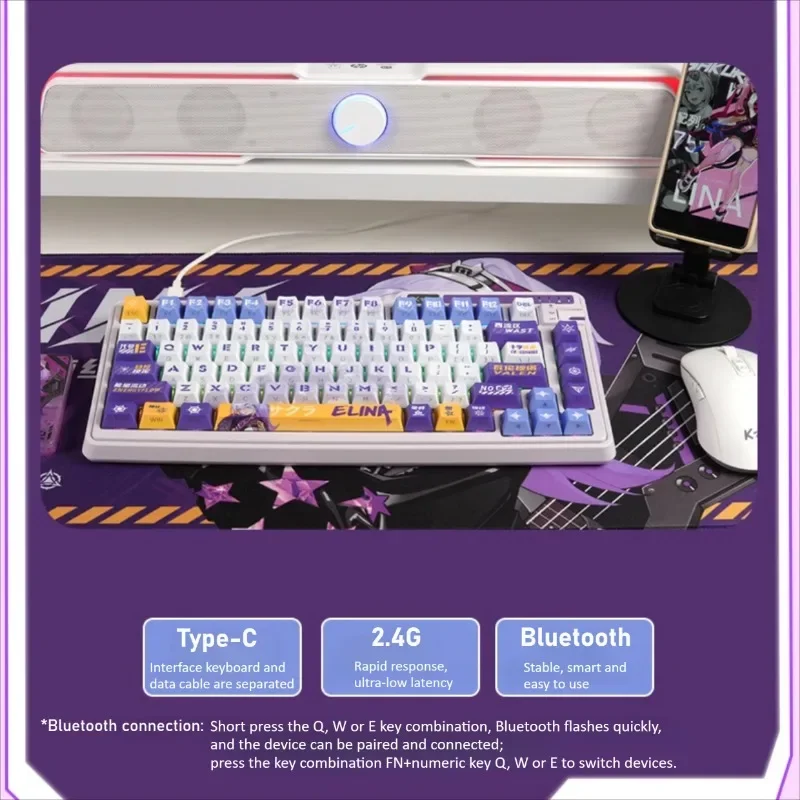 KZZI K75 Mechanical Keyboard Three-mode Wireless Gaming Keyboard Gasket Hot Plug Customized RGB Light Side Engraved Pbt Keycaps