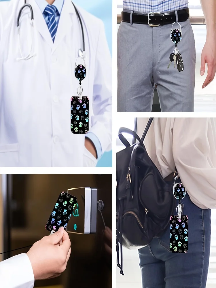 Hondenklauw-badgeclip met intrekbare haspel en afneembaar koord, intrekbare zware badgehaspel, ID-clip met afneembaar koord,