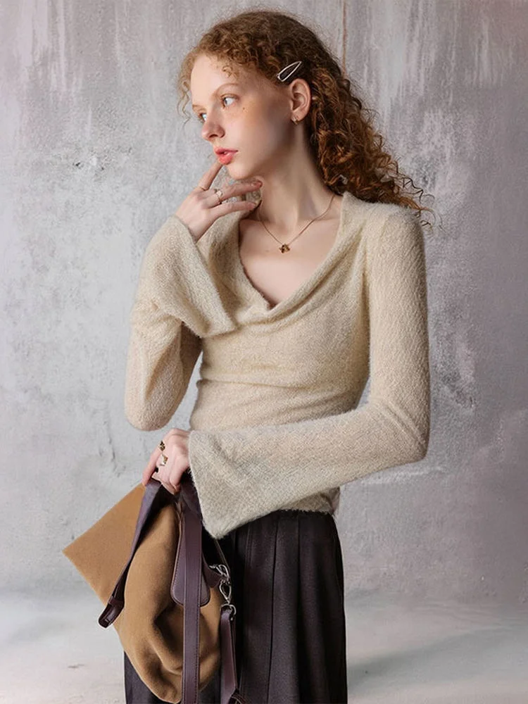 

Женская футболка ZhuoZhi Long Sve Fce Texture Slim Fit: новая зимняя модель, повседневный свободный крой, дышащая, комфортная, с уникальным дизайном