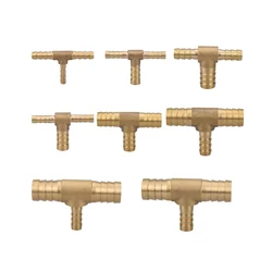 4 5 6 8 10 12 14 16 19mm Equal Reudcing Hose Barb Tee 3 Ways Brass Pipe Fitting Connector Splitter Coupler Adapter Water Gas Oil