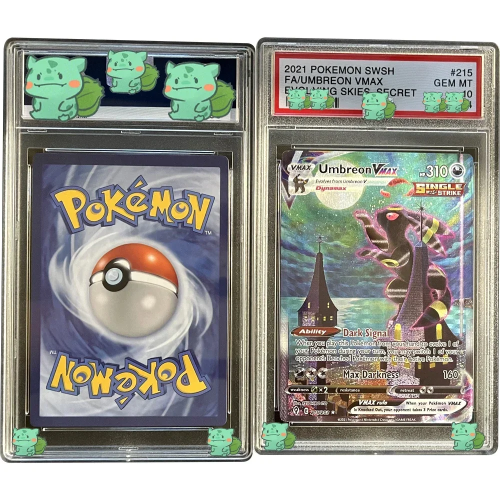 بطاقات مجموعة متدرجة من أنيمي PTCG S6a Eevee Heroes UMBREON VMAX SWSH GEM MT10Points النسخة الإنجليزية ملصق ثلاثي الأبعاد هدية للأطفال