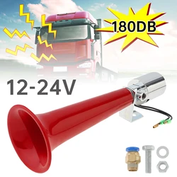 180dB Super Loud 12V / 24V Single Tube Air Horn for Trucks Buses Boat Trains etc, Wear-resistant Whistle Horn